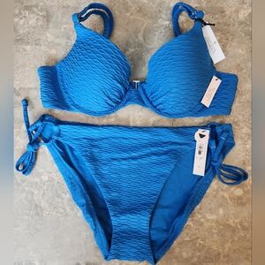 36B/L VS Swim Icon PushUp Bikini Top Side Tie Bikini Set Blue